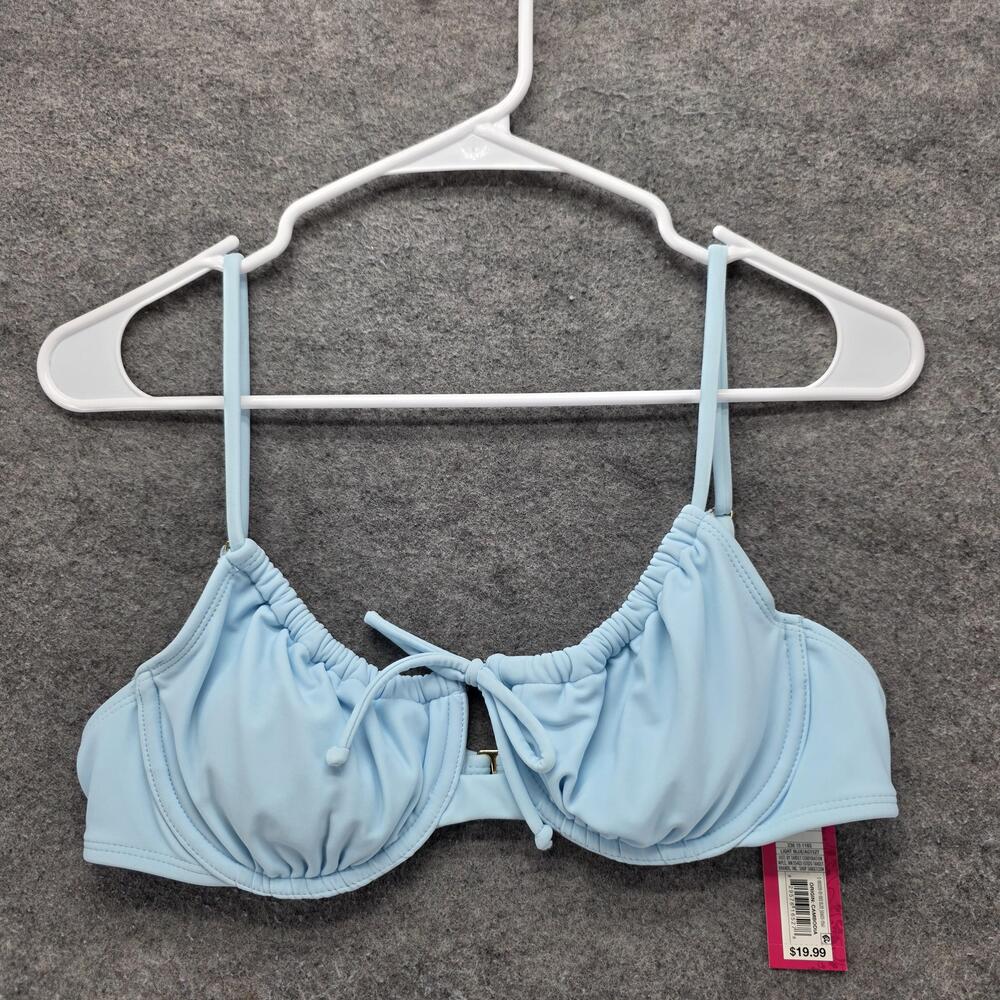 Xhilaration Swim Top Juniors L Blue Underwire Lined Padded Adjustable Strap